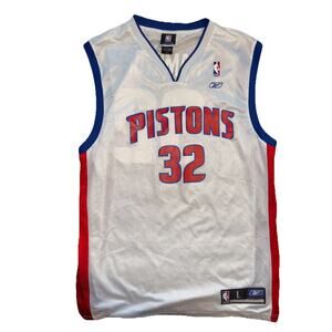 Detroit Pistons Richard Rip Hamilton Jersey Reebok White Sz L NBA #32 Basketball